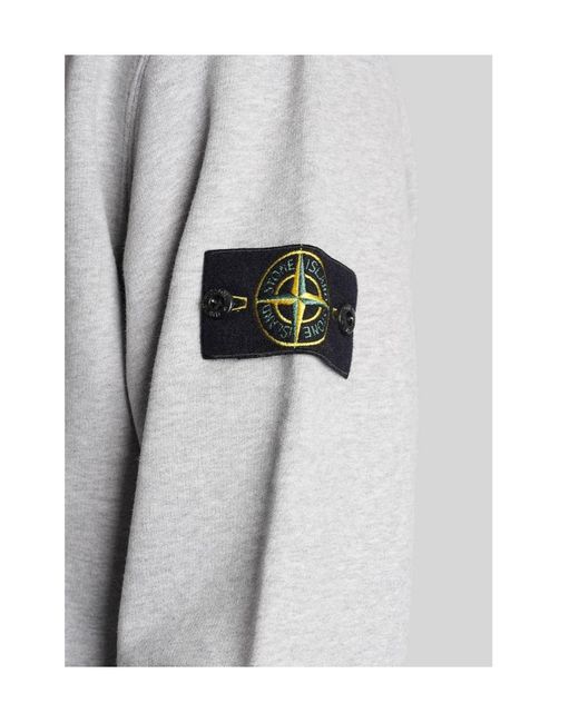 Stone Island Gray Logo Patch Half-Zip Sweatshirt for men