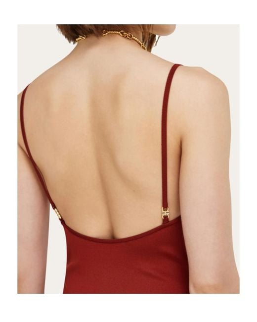 Ferragamo Red Knitted Slip Dress