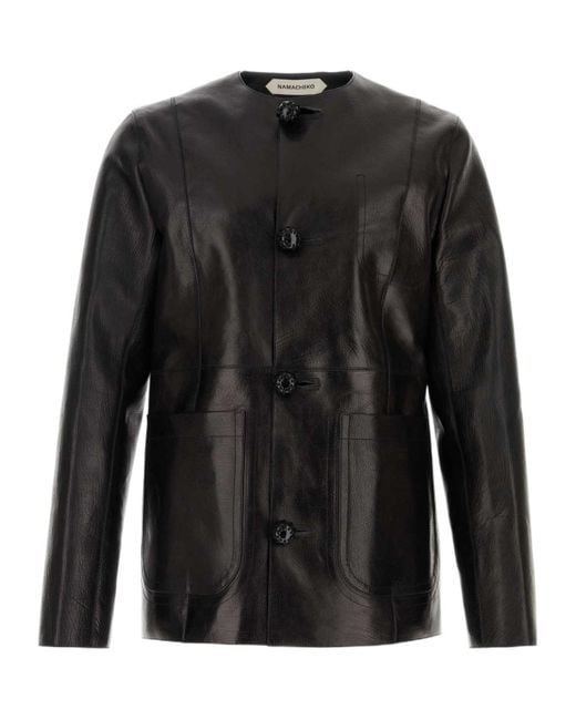 NAMACHEKO Black Minimalist Button-Up Jacket for men