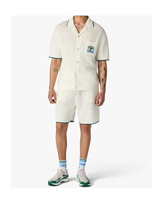 Casablanca White Crochet Logo Shorts for men
