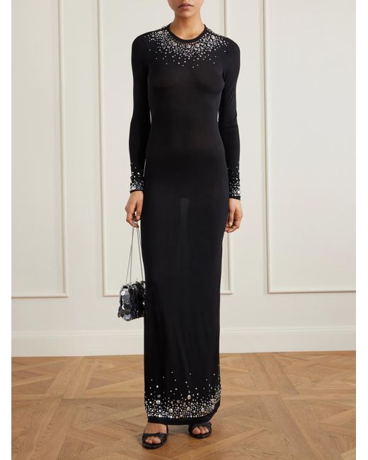Rabanne Black Hotfix-Embellishment Maxi Dress