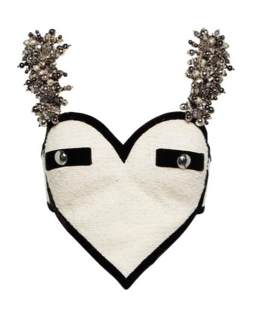 Area Natural Heart Embellished Bouclé Crop Top