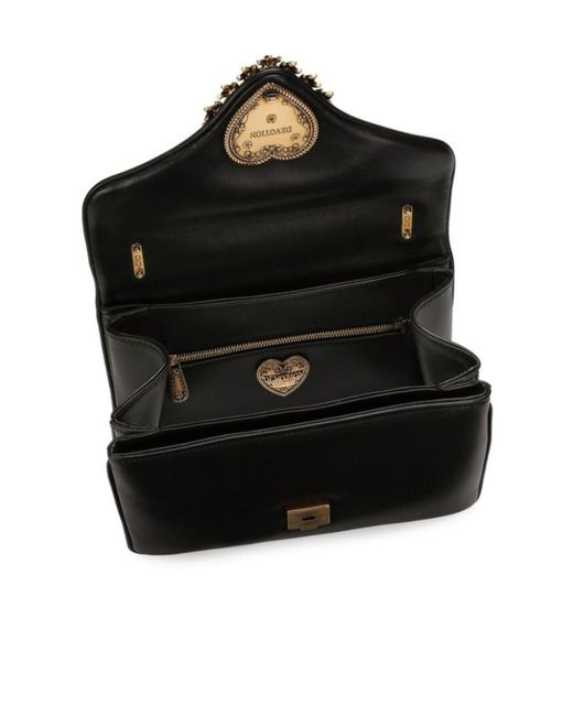 Dolce & Gabbana Black Devotion Foldover Top Shoulder Bag