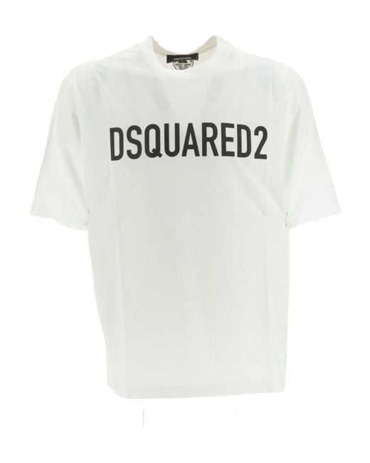 DSquared² White Logo-Printed Crewneck T-Shirt for men