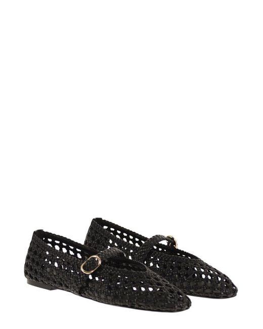 Stuart Weitzman Black Woven Flat Shoes