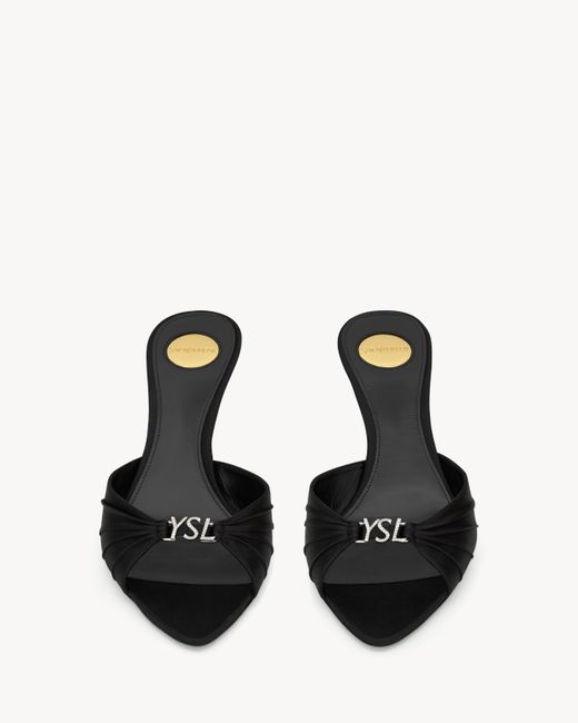 Saint Laurent Black Jerry Logo Embellished Mules