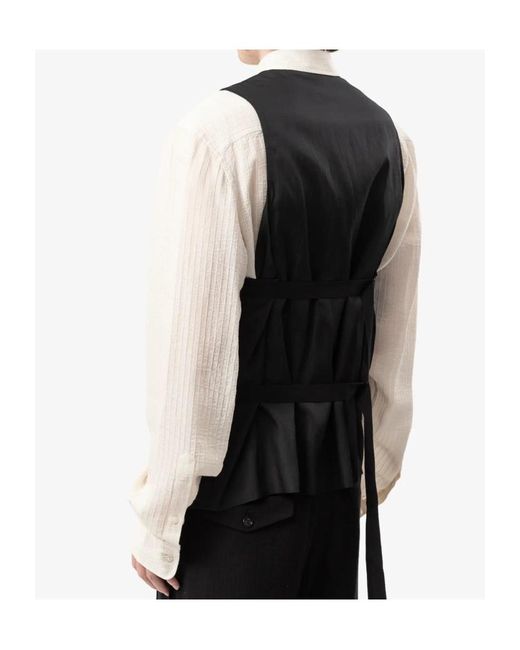 Ann Demeulemeester Black Juikko Striped Satin Waistcoat for men