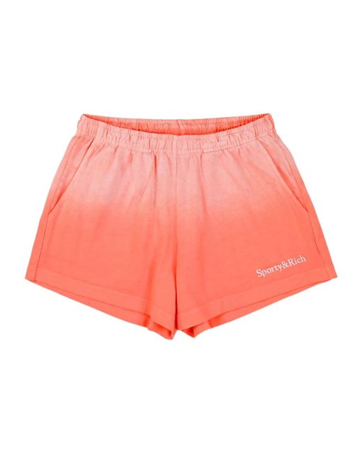 Sporty & Rich Red Serif Logo Disco Shorts