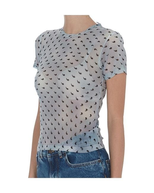 Maison Margiela Blue Quotation Mark Sheer Top
