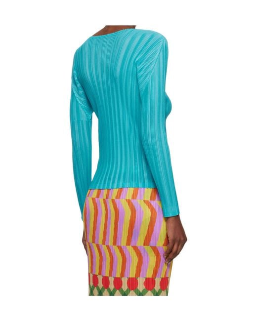Pleats Please Issey Miyake Blue Rib Pleats January Pleated Cover-Up