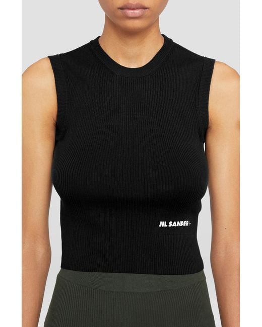 Jil Sander Black Sleeveless Tops