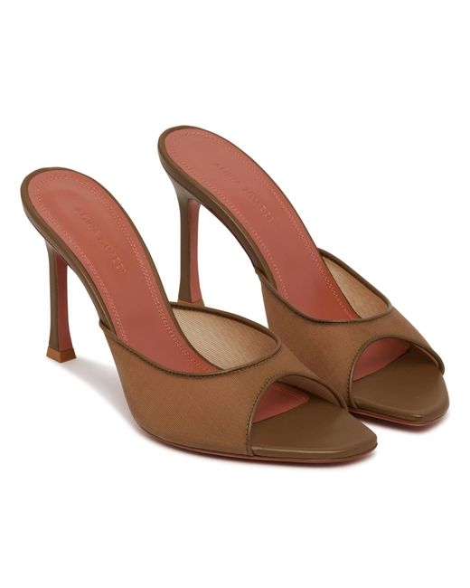AMINA MUADDI Brown Square-Toe High-Heeled Sandals