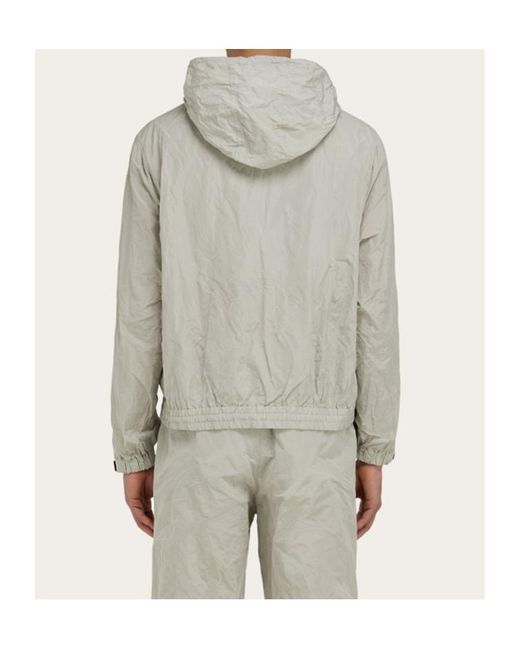 Ferragamo Gray Ferragamo Hooded Windbreaker Jacket for men