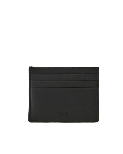 Ferragamo Black Woven Credit Card Holder for men