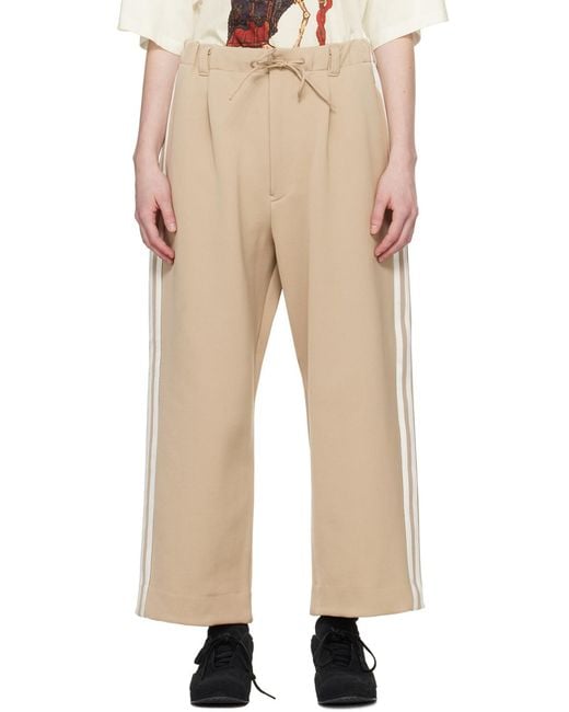 Y-3 Natural Signature 3-Stripes Logo Drawstring Track Pants for men
