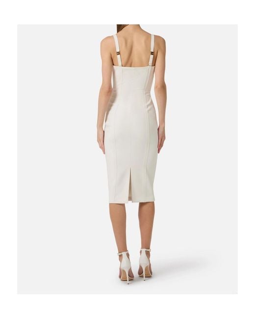 Elisabetta Franchi White Strapped Corset Midi Dress