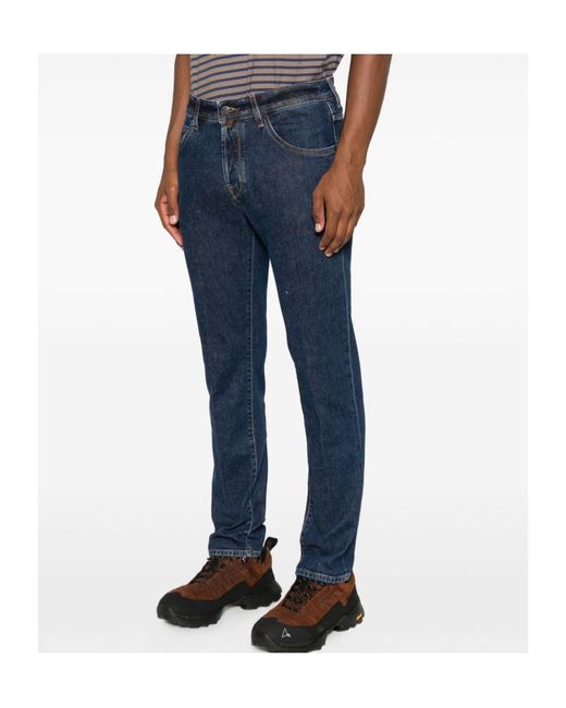 Jacob Cohen Blue Logo Patch Slim-Fit Jeans for men