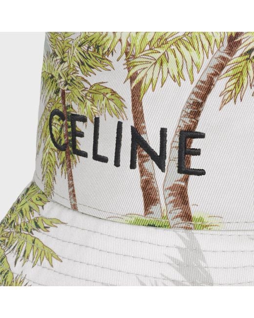 Céline White Bucket Hat With Drawstring for men