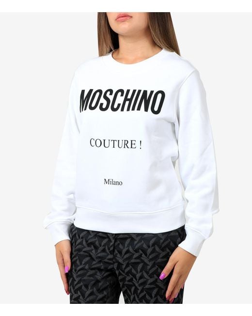 Moschino White Logo Round-Necked Sweater