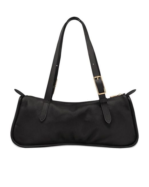 Longchamp Black Looong Logo Debossed Zip-Up Shoulder Bag