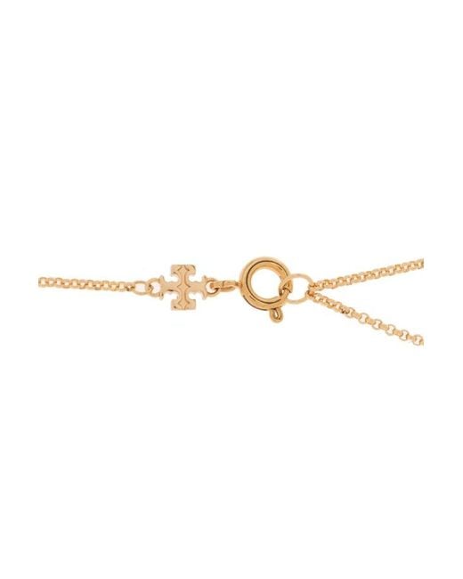 Tory Burch White Miller Double Ring Pendant Necklace