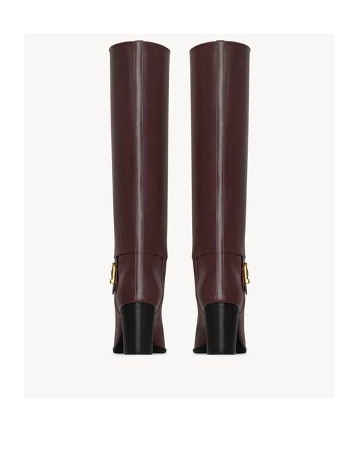 Saint Laurent Brown Julia Square Toe Boots