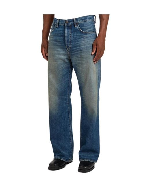 Acne Blue Loose Straight-Leg Jeans for men