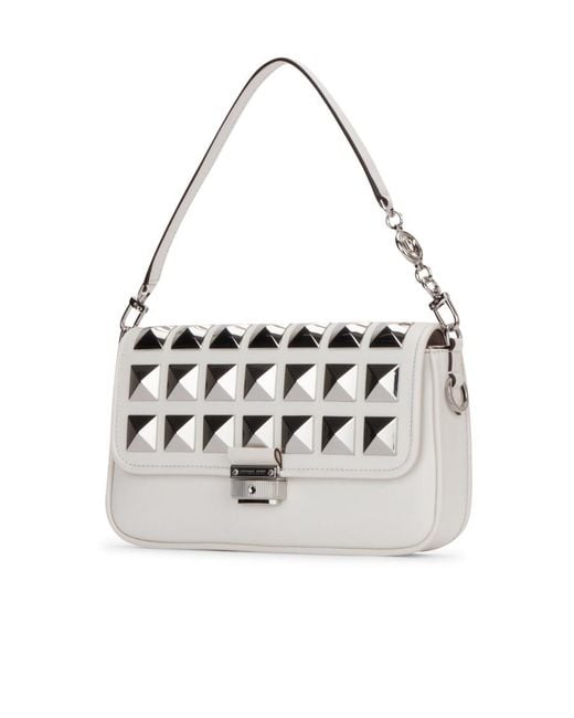 Michael Kors White Studded Shoulder Bag