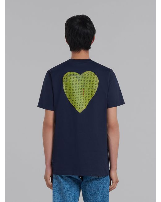 Marni Blue Wordsearch Heart Print T-Shirt for men