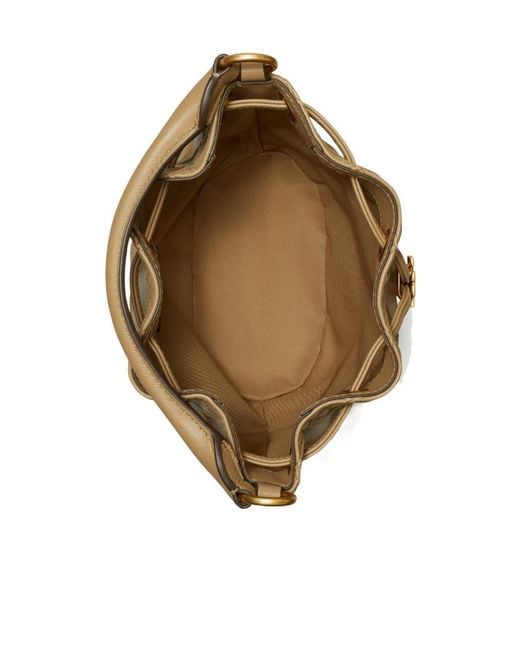Tory Burch Natural Fleming Drawstring Bucket Bag