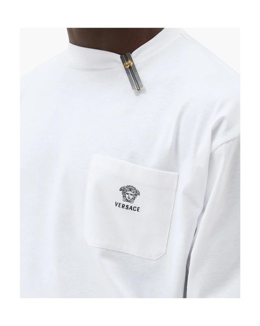 Versace White Logo Pocket Long Sleeve T-Shirt for men
