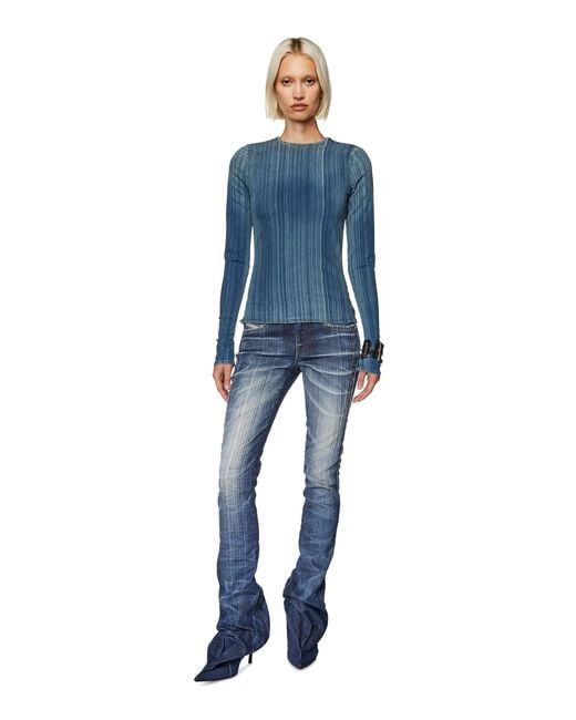 DIESEL Blue De-Bob-Fsd1 Crewneck Long-Sleeved T-Shirt