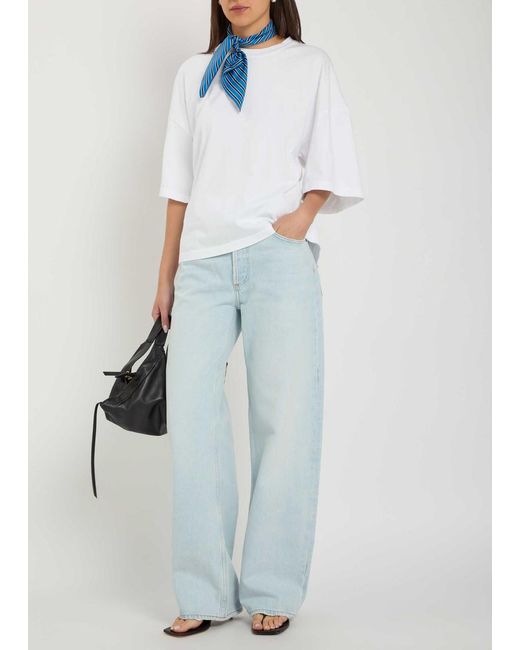 Agolde Blue Solid Color Wide-Leg Jeans