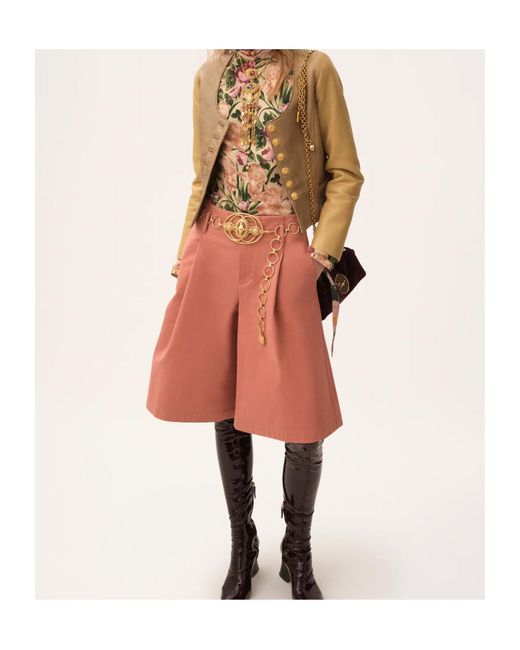 Chloé Pink Chloé High-Waisted Elephant-Leg Shorts
