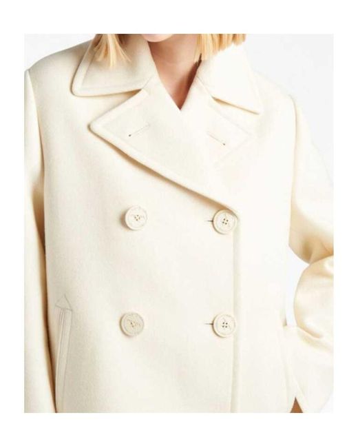 Prada White Double-Breasted Long-Sleeved Coat
