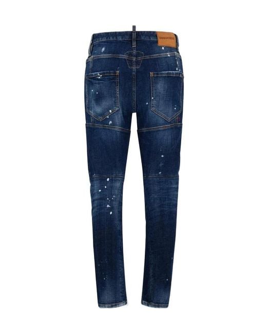 DSquared² Blue Biker Distressed Jeans for men