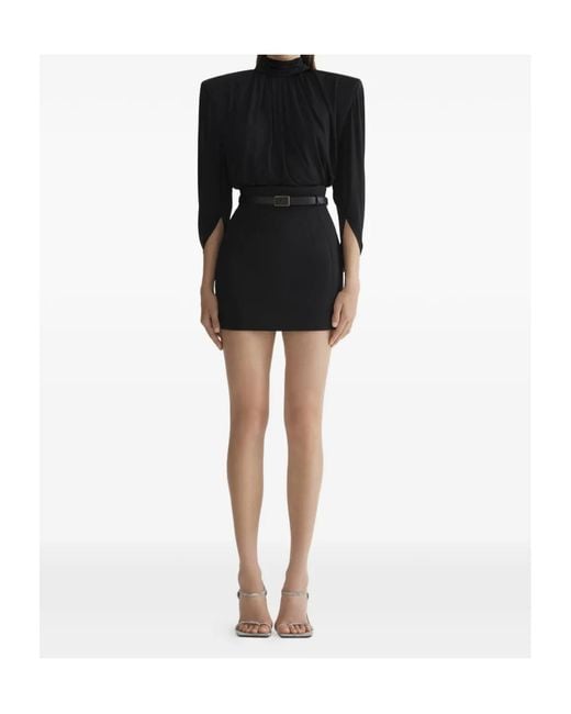 Mugler Black High-Neck Long-Sleeve Top