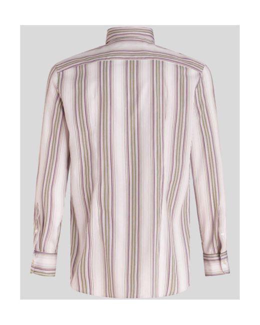 Etro Pink Striped Long-Sleeved Shirt for men