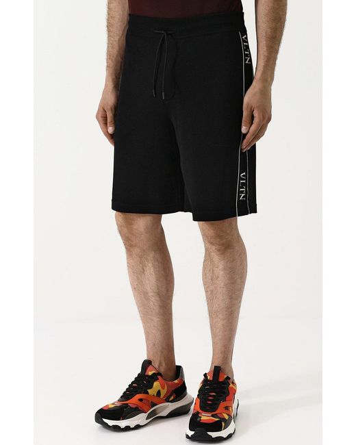 Valentino Black Vltn Side Striped Sports Shorts for men