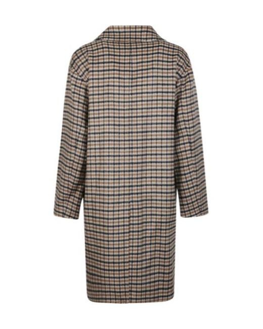 Max Mara Gray Single-Breasted Plaid Coat