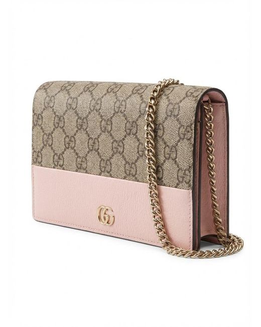 Gucci Gray Bi-Color Gg Marmont Wallet On Chain