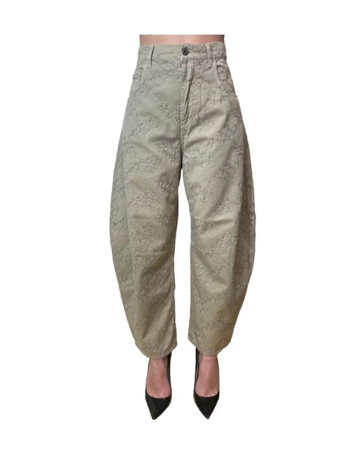 Liu Jo Gray Logo Detail Floral Trousers