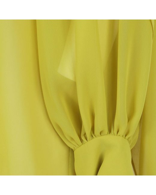 Gianluca Capannolo Yellow Draped Sleeve Tops