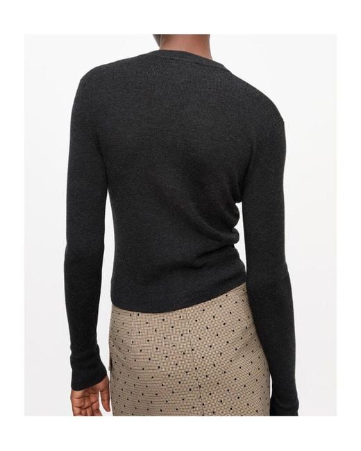 Ganni Black V-Neck Logo Embroidered Cardigan