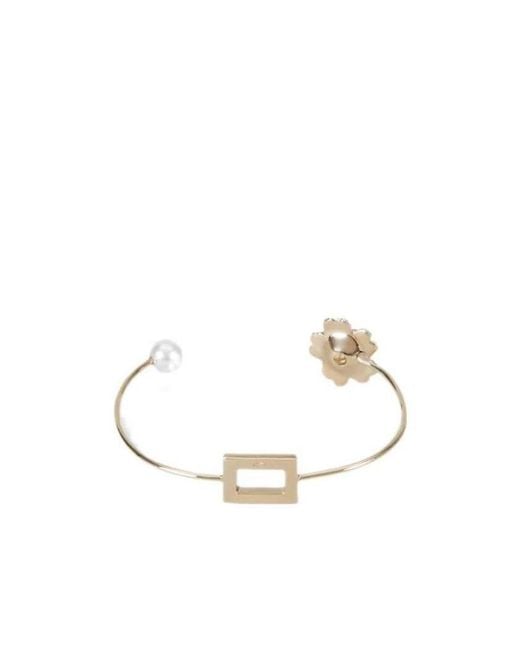 Roger Vivier White Rv Bouquet Strass Clasp Metal Bracelet