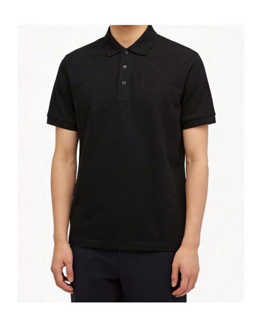 Burberry Black Short-Sleeve Polo Shirt With Button Placket for men