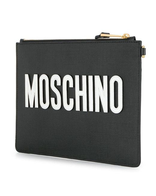 Moschino Black Bat Teddy Print Clutch Bag