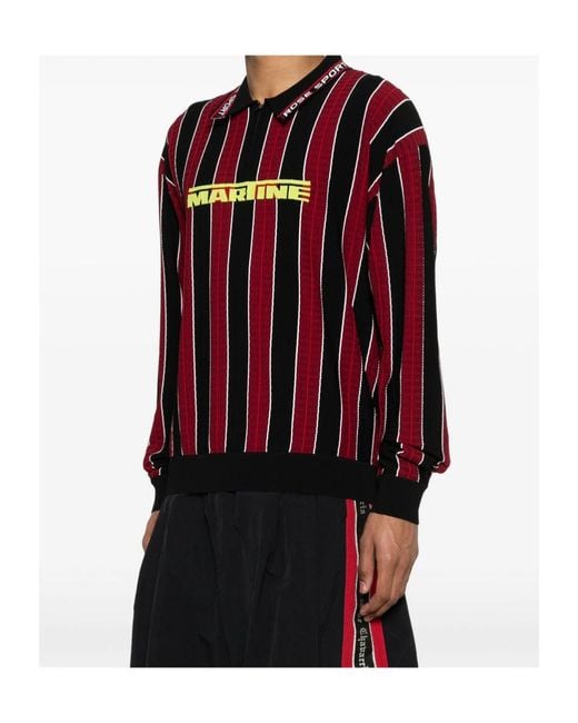 Martine Rose Red Striped Polo Shirt for men