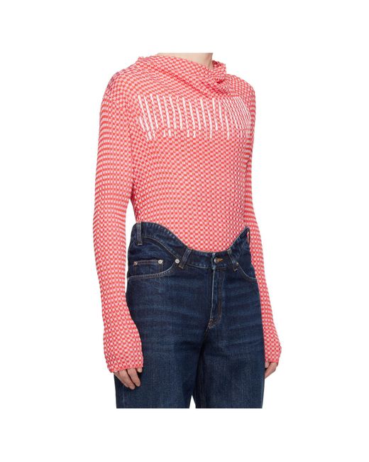 Jean Paul Gaultier Blue Gingham-Pattern Asymmetric-Collar Top for men