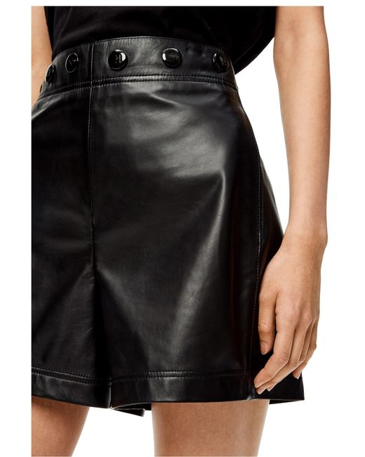 Loewe Black Leather Shorts